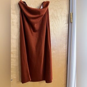 GLAMOROUS RUST SATIN MIDI SKIRT SIZE 12